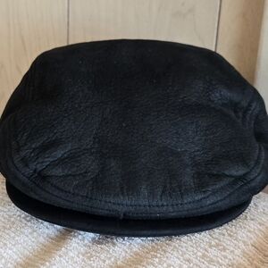 Coleman Black Leather Fisherman/Driving Men's Cap